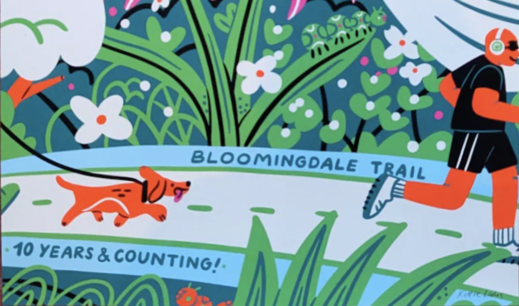 Illustration of runner and dog on trail